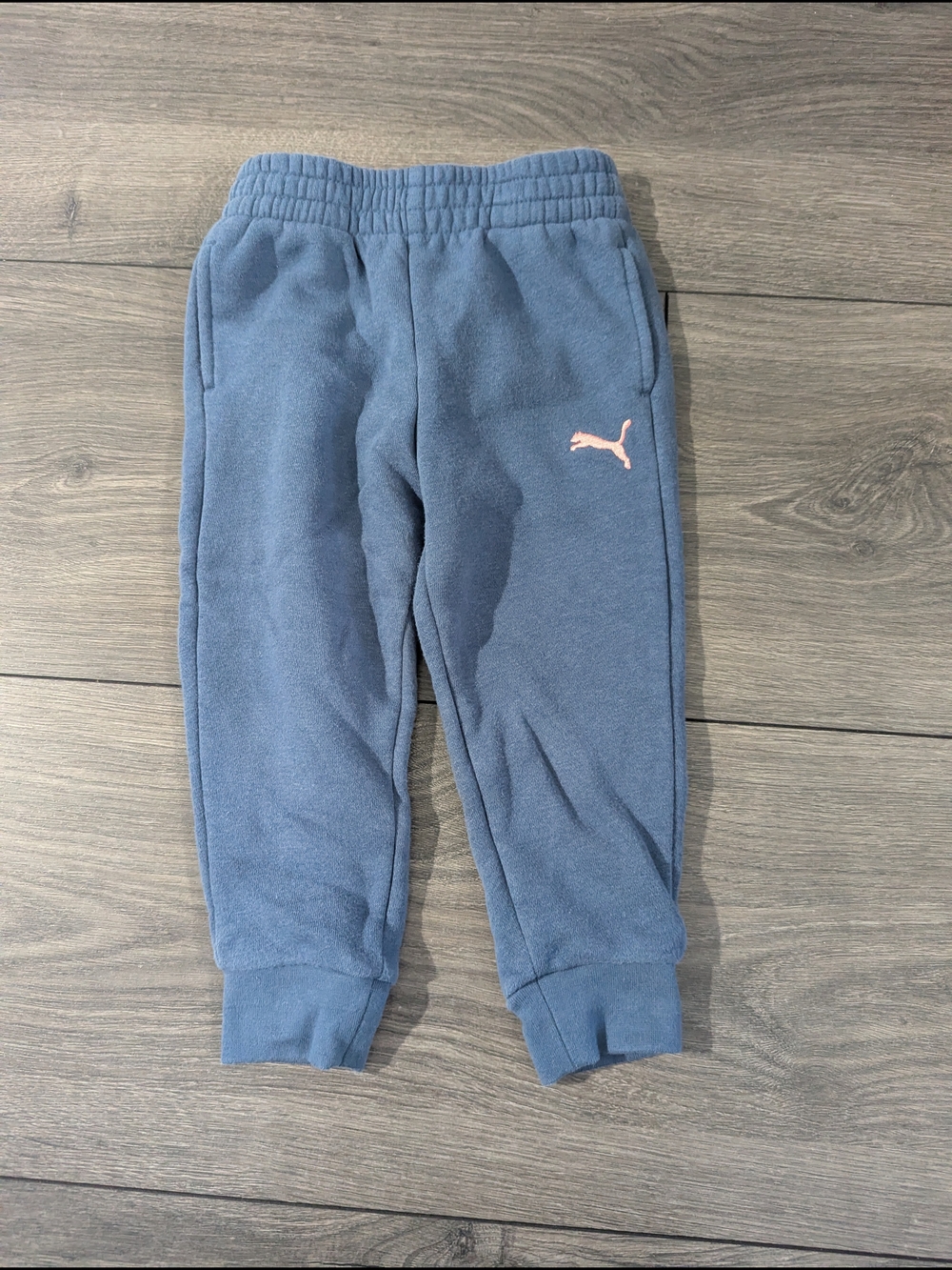 Puma Kids Blue Sweat Joggers with Pink Logo